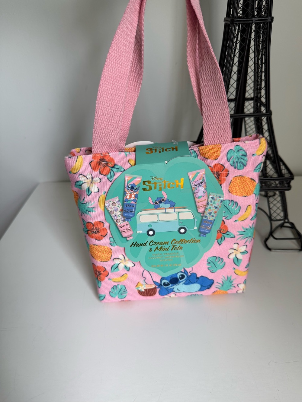 Disney Pink Stitch Mini Tote with 4 Hand Cream